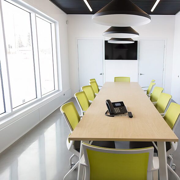 Trusscore wall&ceilingboard white installed in a commercial office