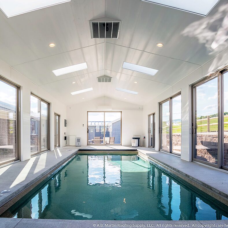 Trusscore Wall&CeilingBoard in a Residential Indoor Pool