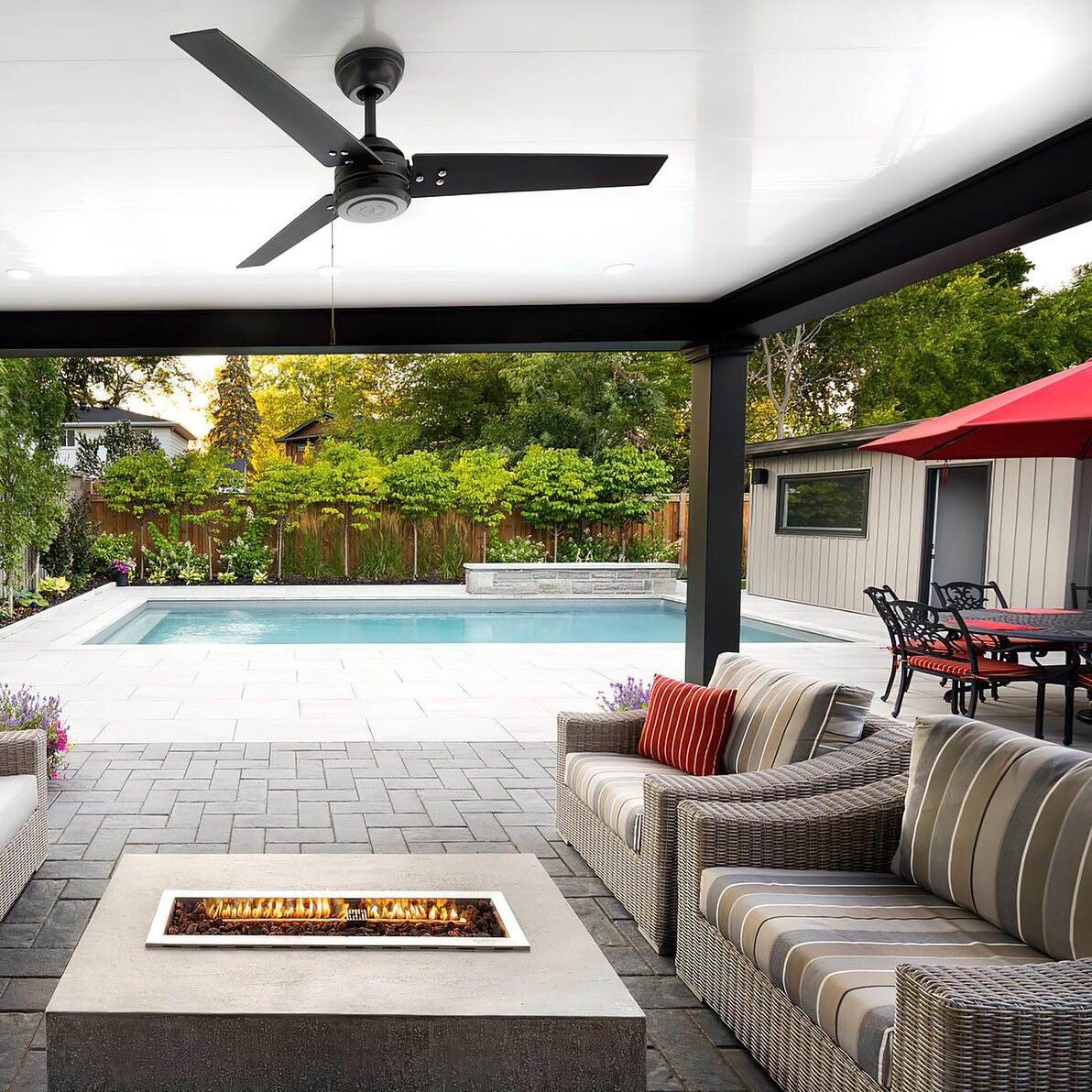 Trusscore wall&ceilingboard white installed in exterior gazebo ceiling