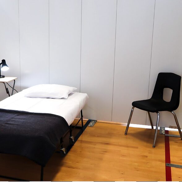 TempWall by Trusscore Installed in Vaccination Clinic on Basketball Court