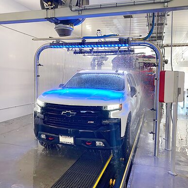 Trusscore wall&ceilingboard white installed in commercial car and truckwash
