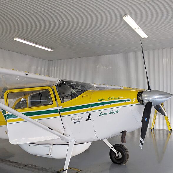 Trusscore ribcore white installed in commercial airplane hangar
