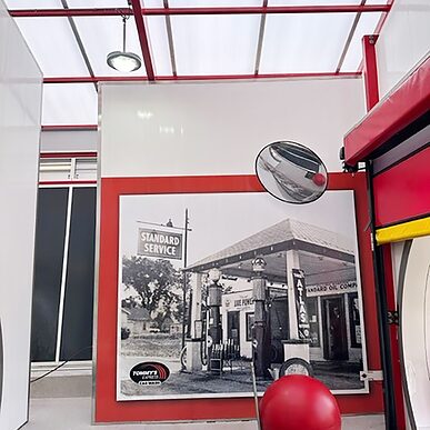 Trusscore wall&ceilingboard white installed in commercial car and truck wash