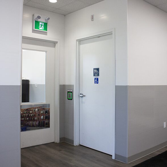 Trusscore wall&ceilingboard white and gray installed in commercial office