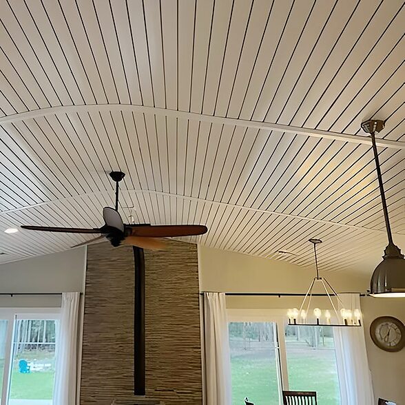 Trusscore Slatwall in Mobile Home Kitchen Ceiling