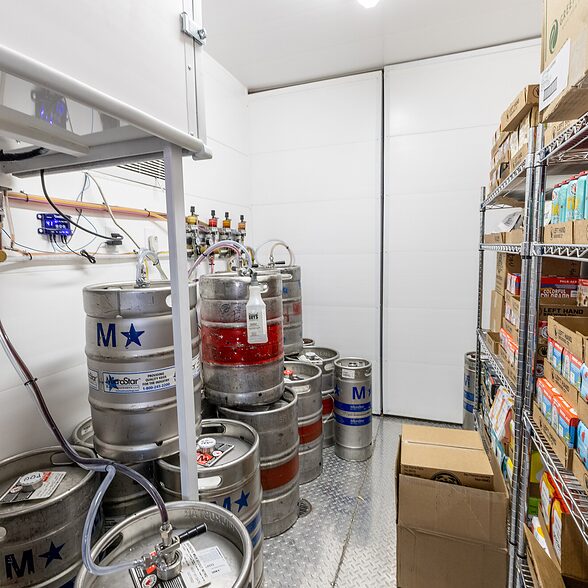 Trusscore wall&ceilingboard white installed in a mobile kitchen