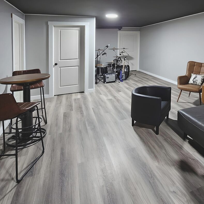 Trusscore Wall&CeilingBoard in Residential Basement Man Cave