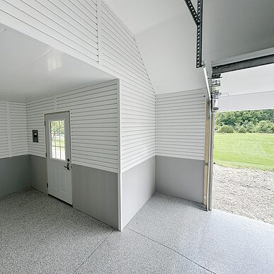 Trusscore Wall&CeilingBoard and Trusscore SlatWall in a Residential Garage