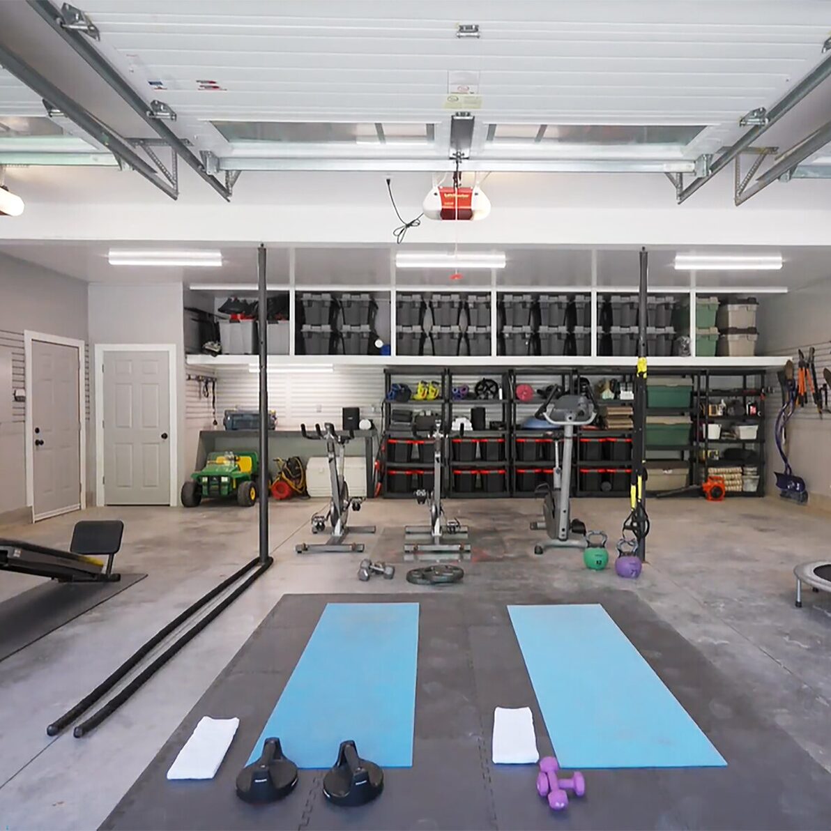 Trusscore Wall&CeilingBoard and Trusscore SlatWall in Residential Garage and Home Gym