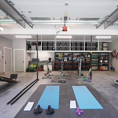 Trusscore Wall&CeilingBoard and Trusscore SlatWall in Residential Garage and Home Gym