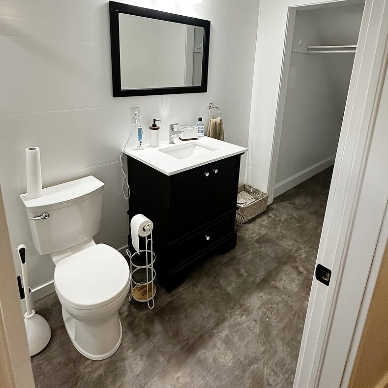 Trusscore Wall&CeilingBoard in a Residential Basement Bathroom