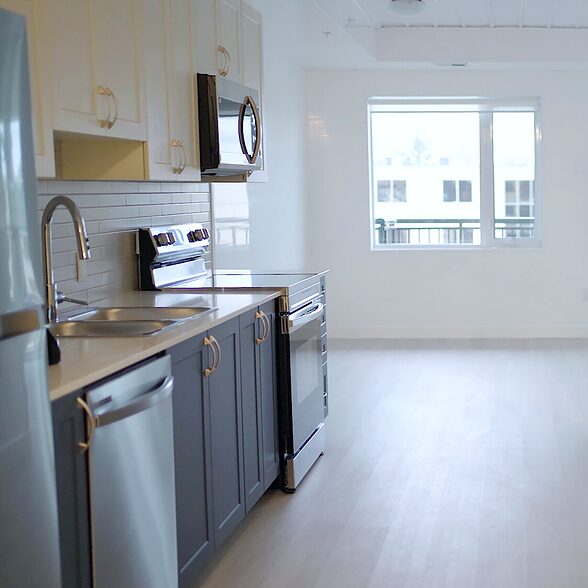 Trusscore Wall&CeilingBoard in Multi-Residential Unit Kitchen