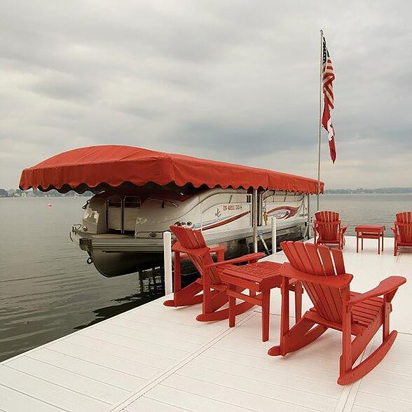 dockdeck by trusscore white crosshatch installed on residential dock