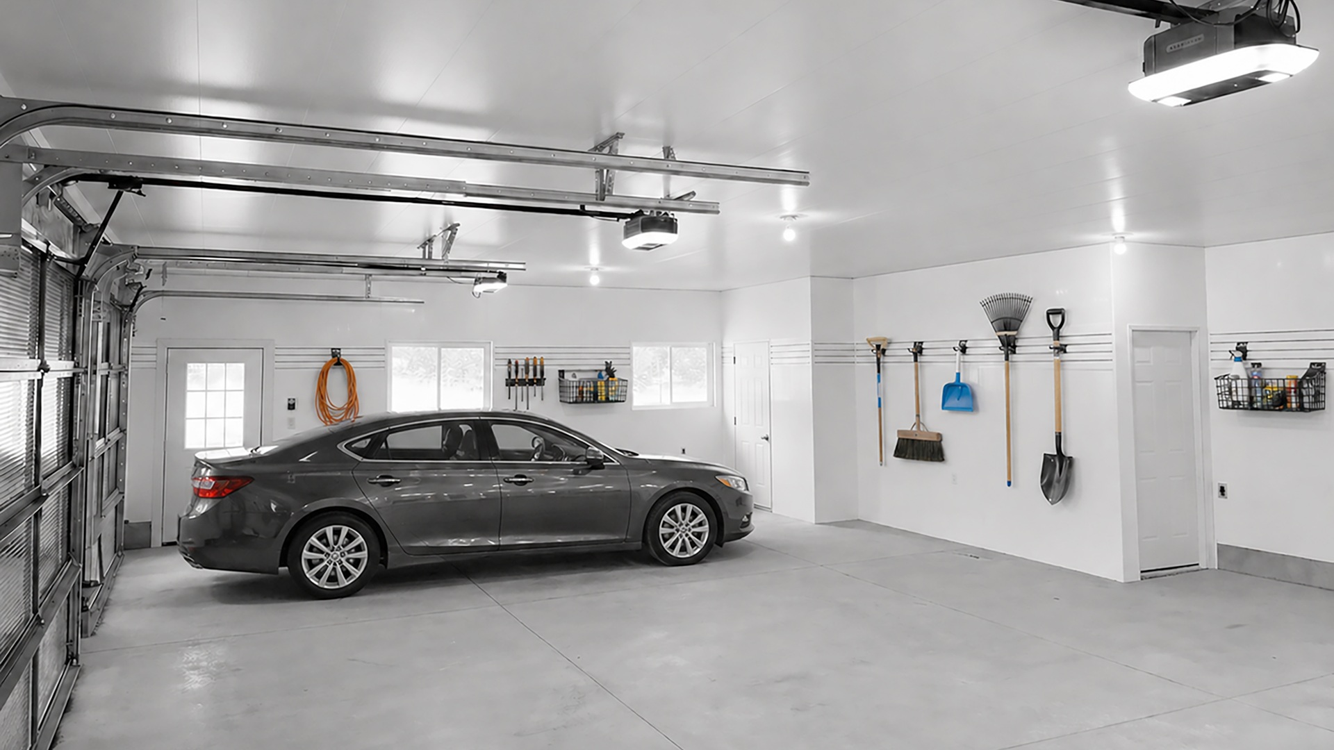 Trusscore SlatWall Track configuration installed in a garage