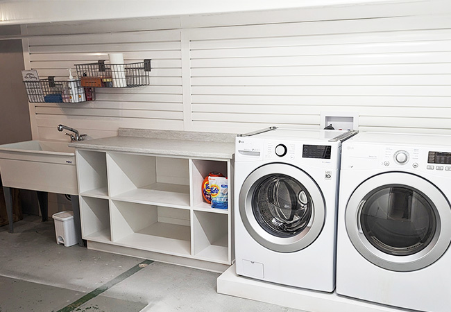 Incorporate Trusscore SlatWall for Laundry Room Organization