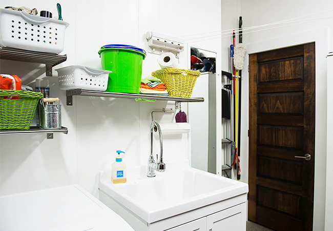 Incorporate Trusscore SlatWall for Laundry Room Organization