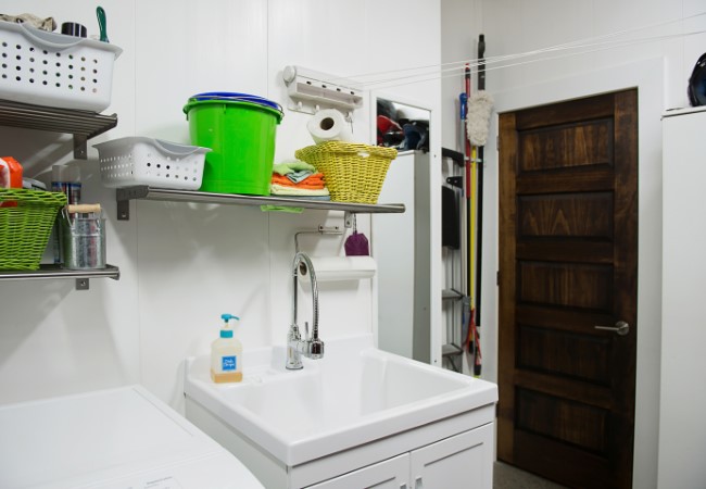 How Can Closets, Bins, and Baskets Keep Laundry Supplies Organized?