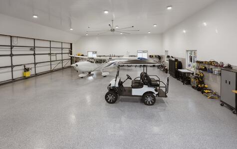 Trusscore Wall&CeilingBoard and SlatWall in Commercial Air Hangar