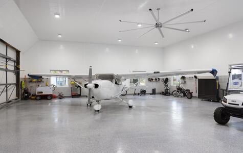 Trusscore Wall&CeilingBoard and SlatWall in Commercial Air Hangar