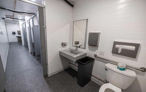 Trusscore Wall&CeilingBoard in Commercial Bathroom Facility