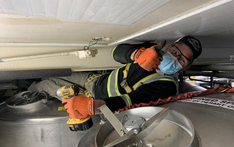 Trusscore white wall&ceilingboard installed in a brewery on the ceiling and walls