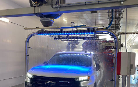 Trusscore white wallandceilingboard installed in a car wash facility