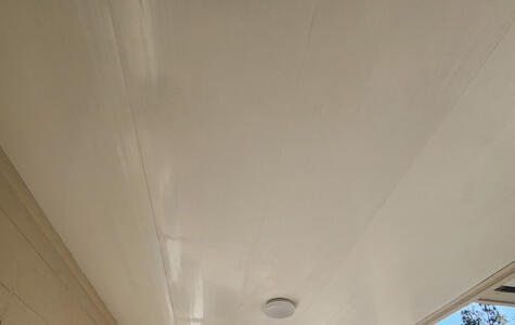 Trusscore Wall&CeilingBoard in a Church Sheltered Exterior Ceiling