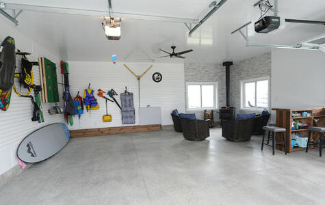 Trusscore Wall&CeilingBoard and SlatWall in Residential Boathouse