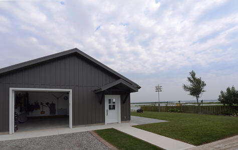 Trusscore Wall&CeilingBoard and SlatWall in Residential Boathouse Exterior