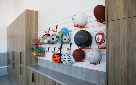 Trusscore Wall&CeilingBoard and Trusscore SlatWall in a Luxury Residential Garage