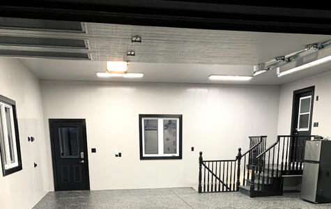 Trusscore gray wall&ceilingboard installed in residential garage