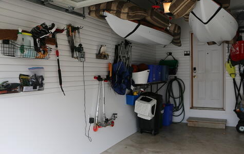 Trusscore Wall&CeilingBoard & SlatWall in a garage