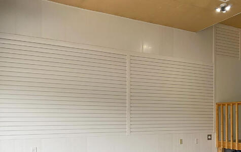 Trusscore Wall&CeilingBoard and SlatWall in a Residential Garage