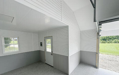 Trusscore Wall&CeilingBoard and Trusscore SlatWall in a Residential Garage