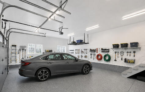 Trusscore Wall&CeilingBoard and Trusscore SlatWall in Residential Garage (AI-Enhanced)