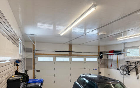 Trusscore Wall&CeilingBoard and SlatWall in Residential Garage