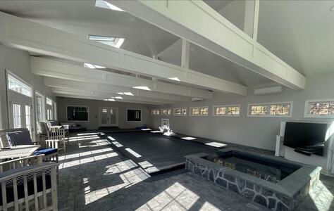 Trusscore wall&ceilingboard white installed in a residential indoor pool