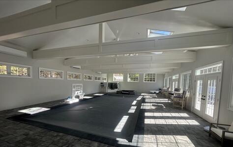 Trusscore wall&ceilingboard white installed in a residential indoor pool