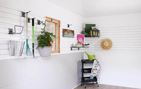 Trusscore Wall&CeilingBoard and Trusscore SlatWall in She-Shed