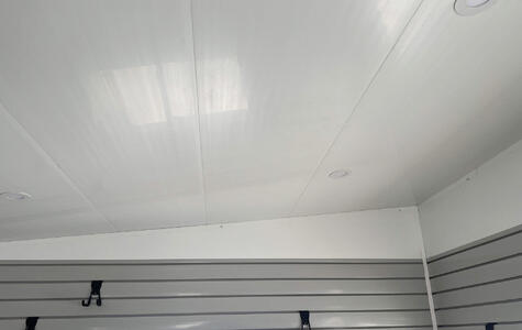 Trusscore Wall&CeilingBoard and SlatWall in a Moveable Ice Hut Shed